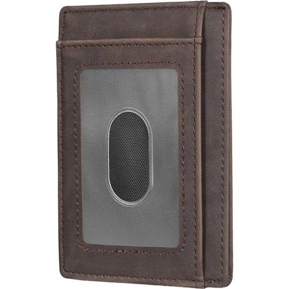 Mens Front Pocket Minimalist Leather Slim Wallet RFID Blocking Medium Size - Picture 3 of 6